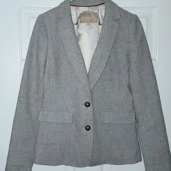 Banana Republic Speckled Gray Hac.king Jacket Wool Blend Size 0 - Picture 2 of 16